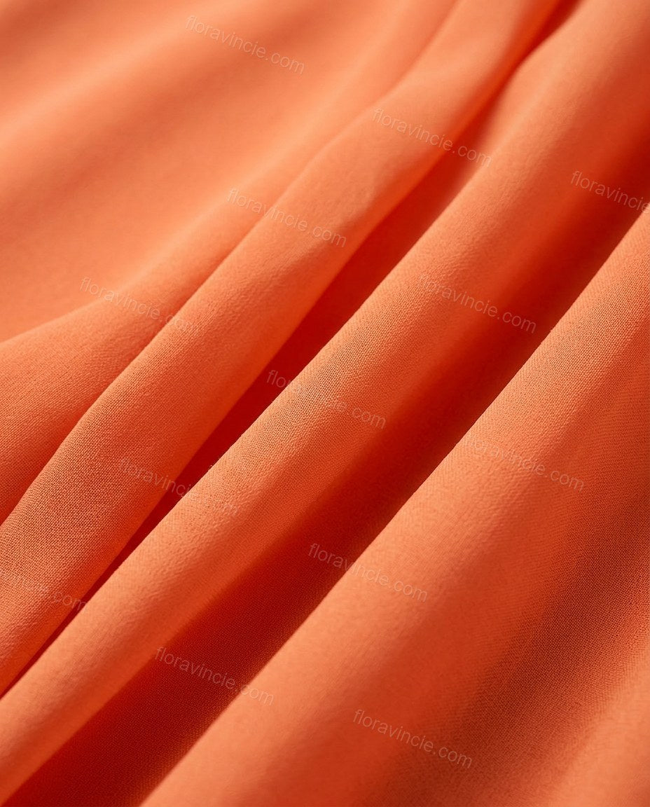 Orange Floral Maxi Chiffon Dress, close-up of floral, by Floravincie