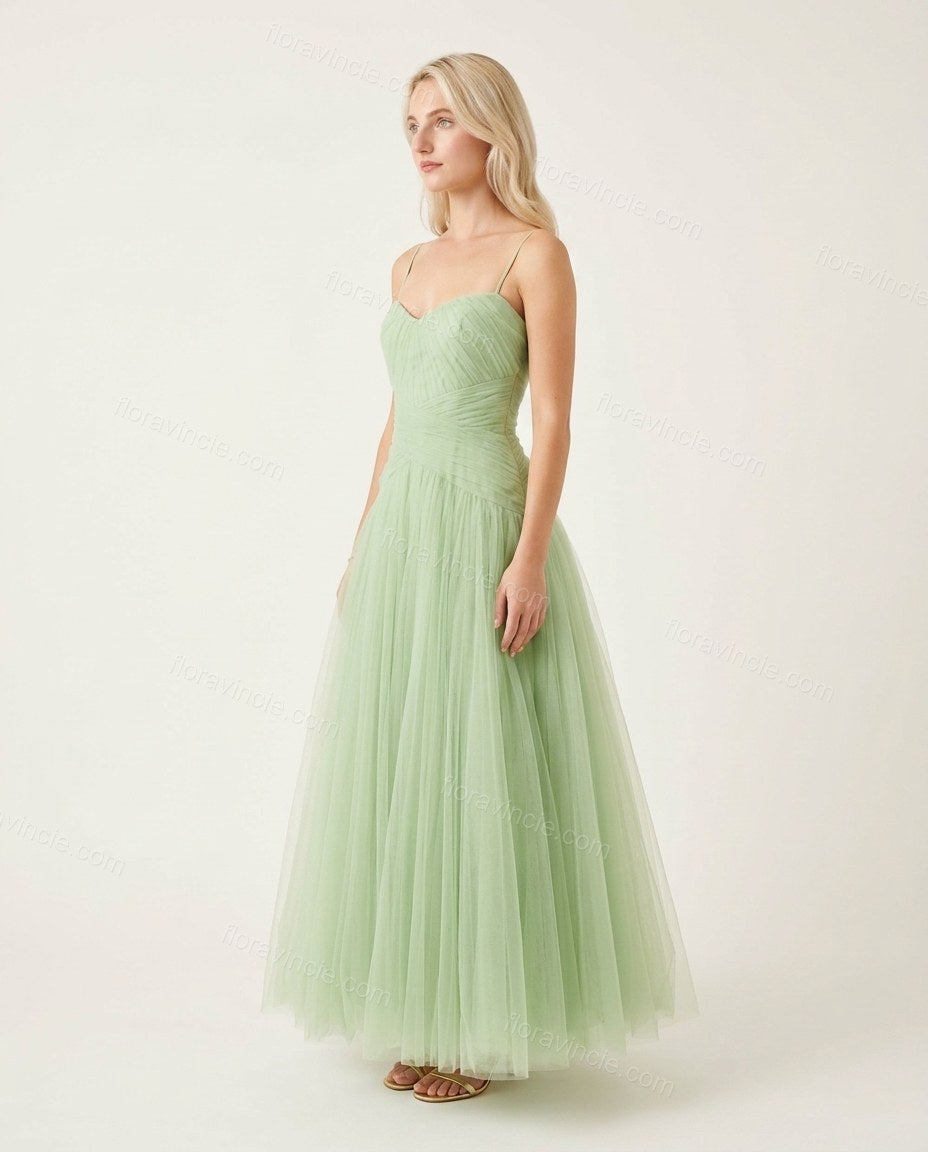 Light Green Midi Strapless Dress, side and back studio view showing unknown due to lack of clear back view, by Floravincie
