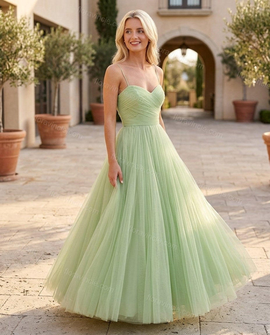 Light Green Midi Strapless Dress, three-quarter brand lifestyle view, by Floravincie