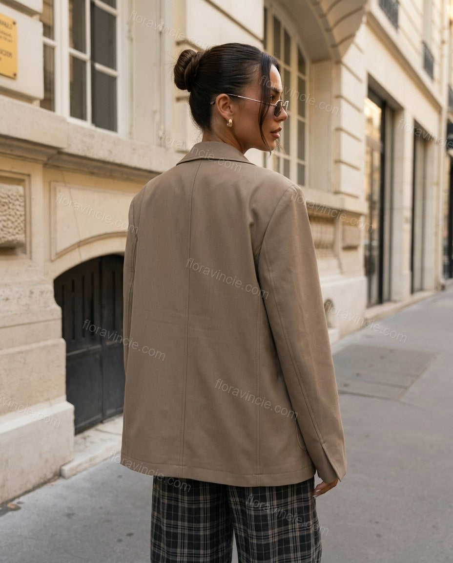 Taupe Blazer, alternate use-case lifestyle view, by Floravincie
