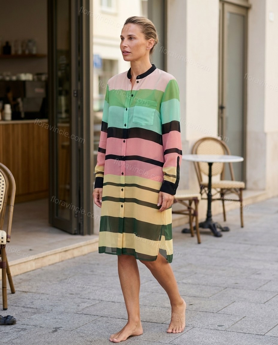 Multi-Color Striped Dress, alternate use-case lifestyle view, by Floravincie