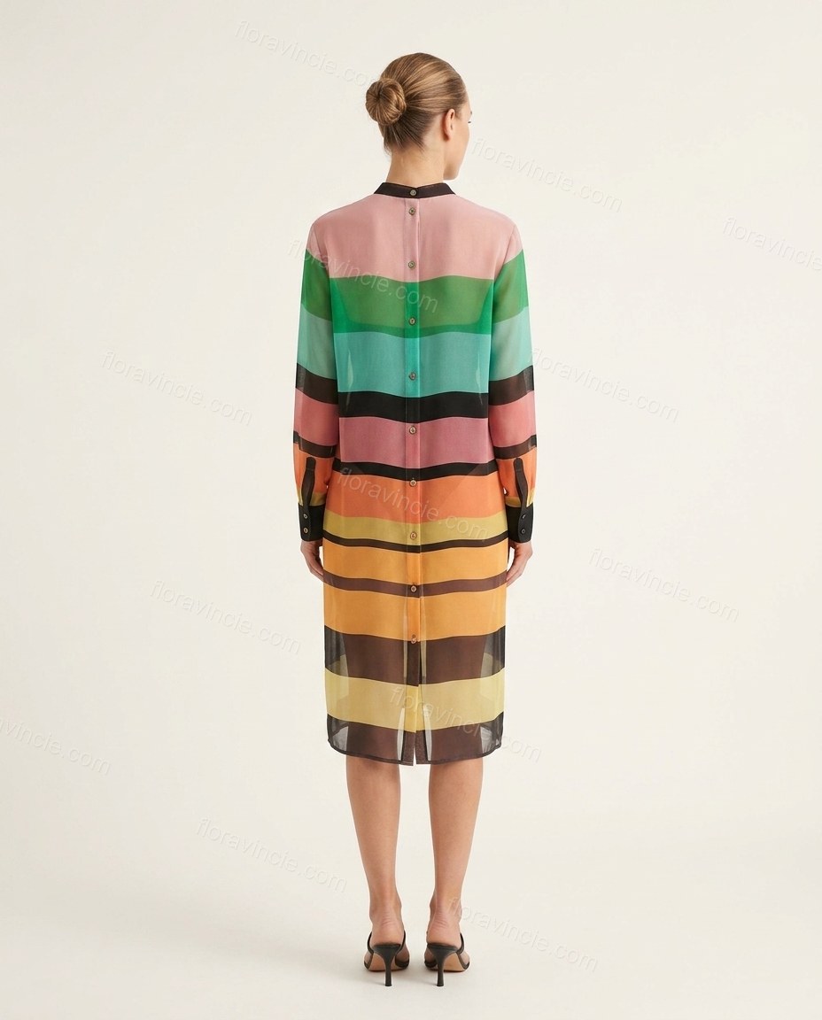 Multi-Color Striped Dress, back studio view, by Floravincie