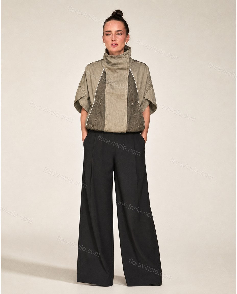 Brown Asymmetric Vest, full-length hero view, by Floravincie