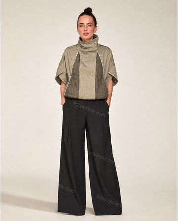 Brown Asymmetric Vest, full-length hero view, by Floravincie