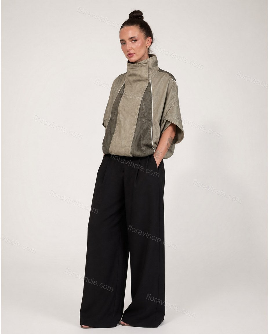 Brown Asymmetric Vest, front studio view, by Floravincie