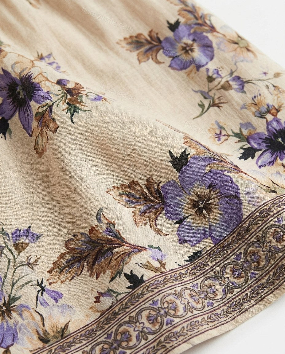 Beige Floral Maxi Dress, close-up of floral, by Floravincie