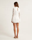 White Floral Mini Lace Dress, back studio view, by Floravincie
