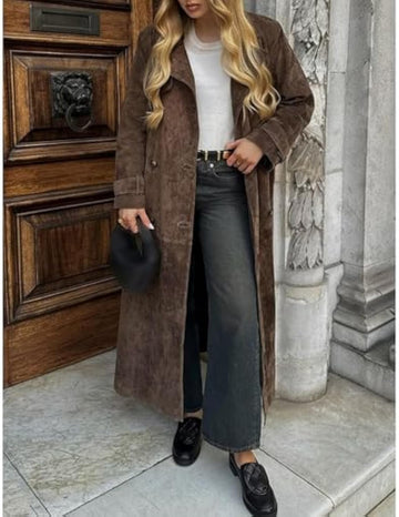 Brown suede trench coat