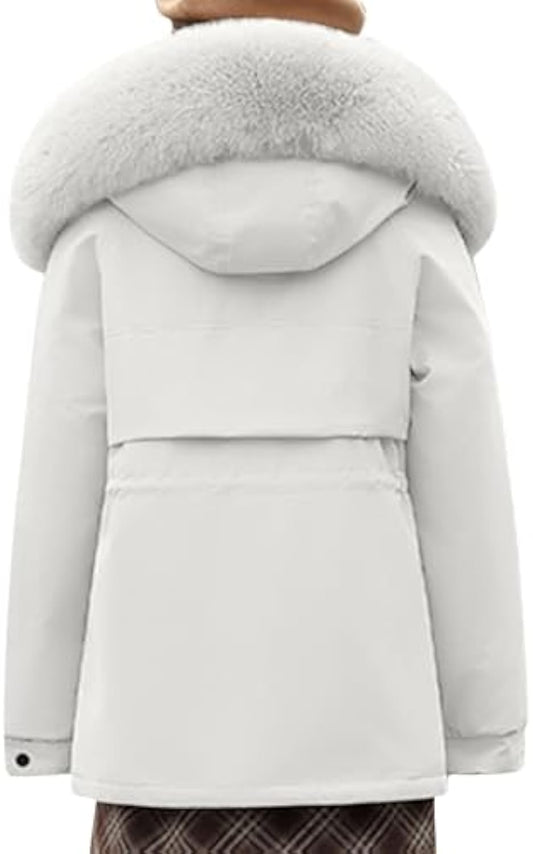 Puffer Coat with Oversized Faux Fur